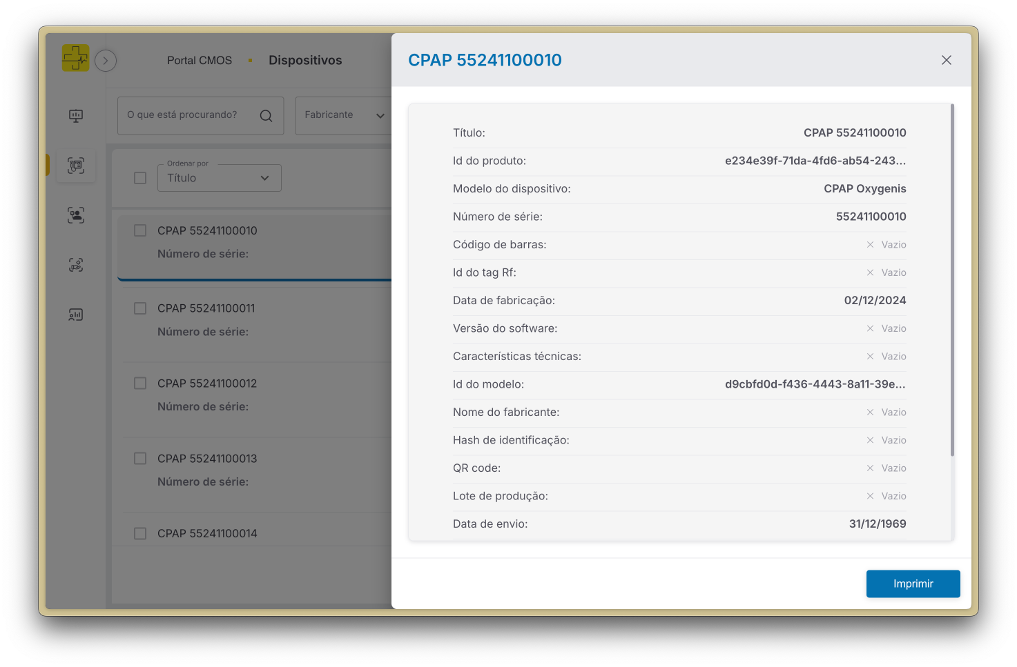 Detalhes do dispositivo