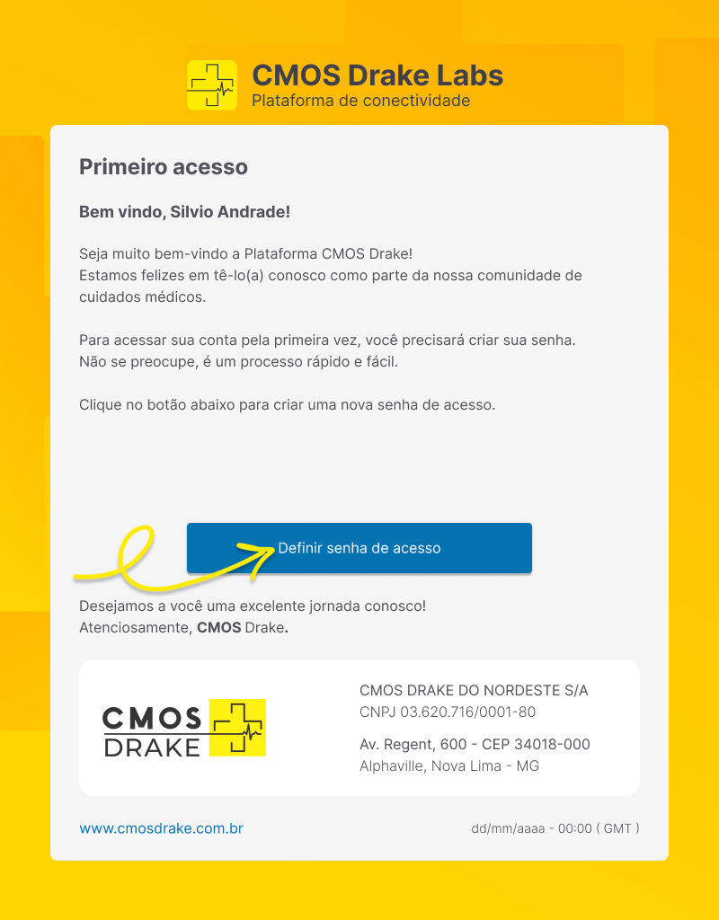 Exemplo de email de primeiro acesso