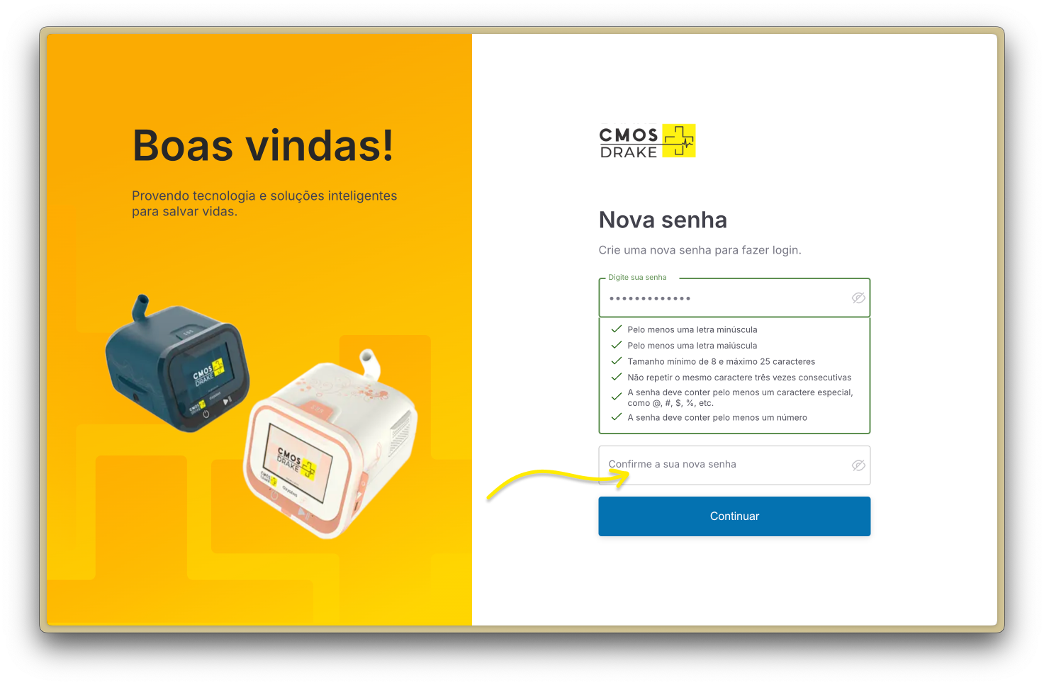 Confirmação de nova senha