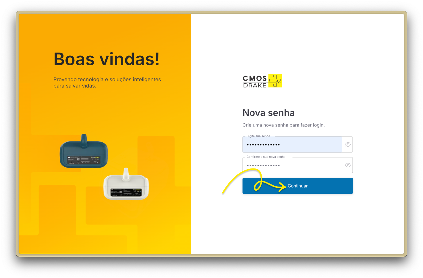 Continua para nova senha