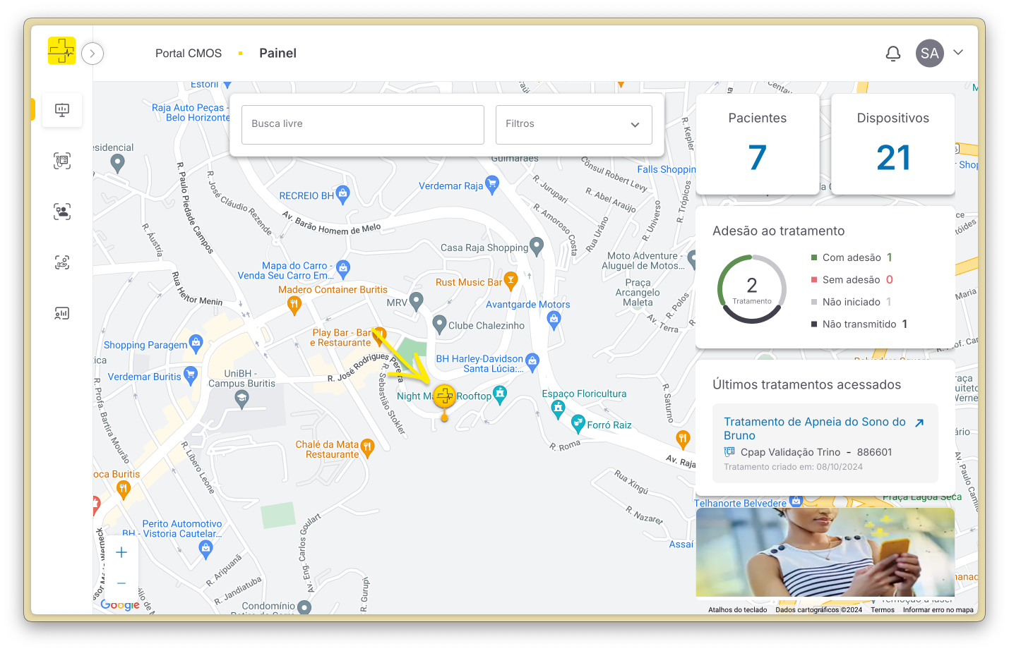 Pin de dispositivo no mapa
