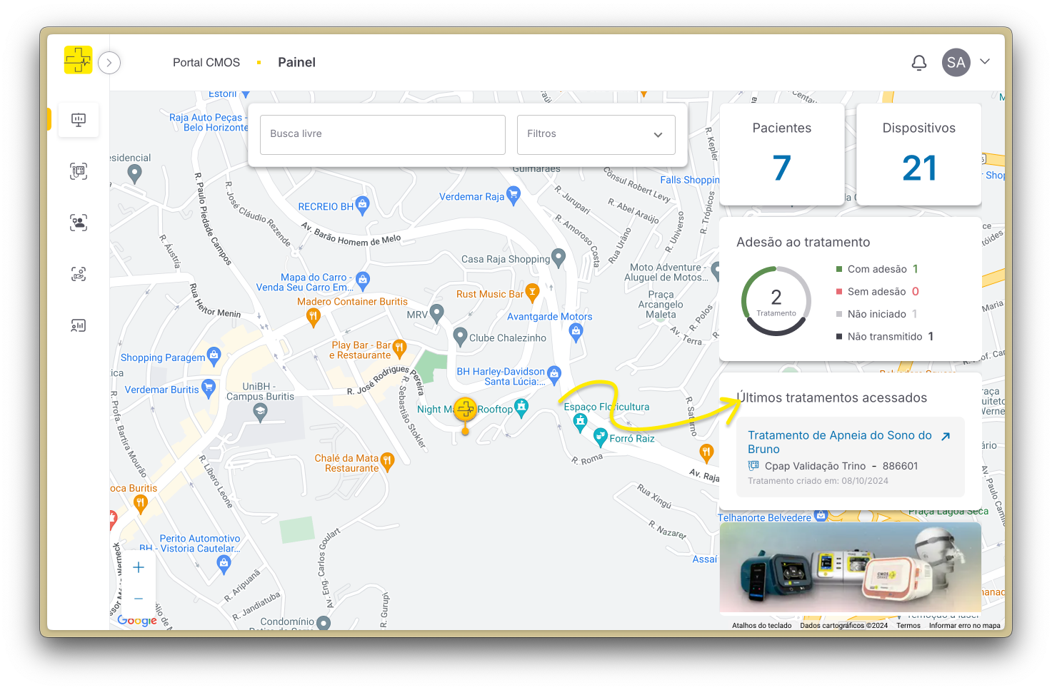 Lista de últimos tratamentos acessados