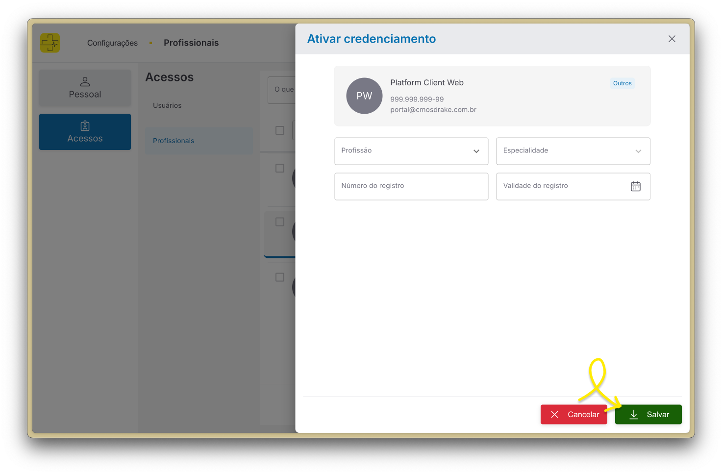 Ativando credenciamento