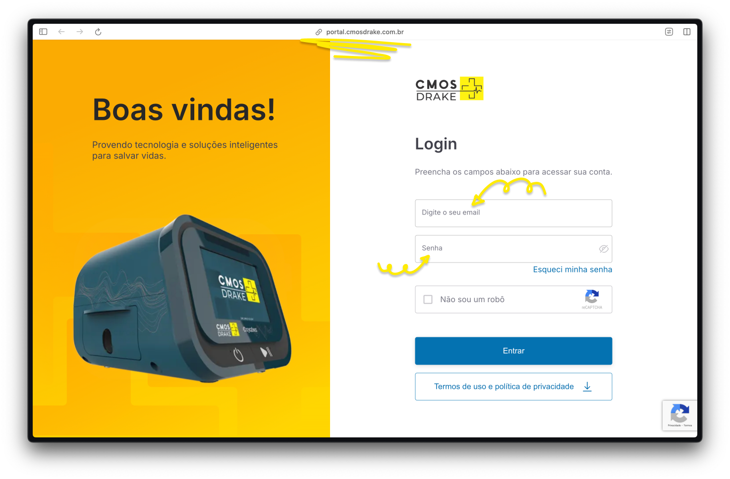 Tela de login do Portal