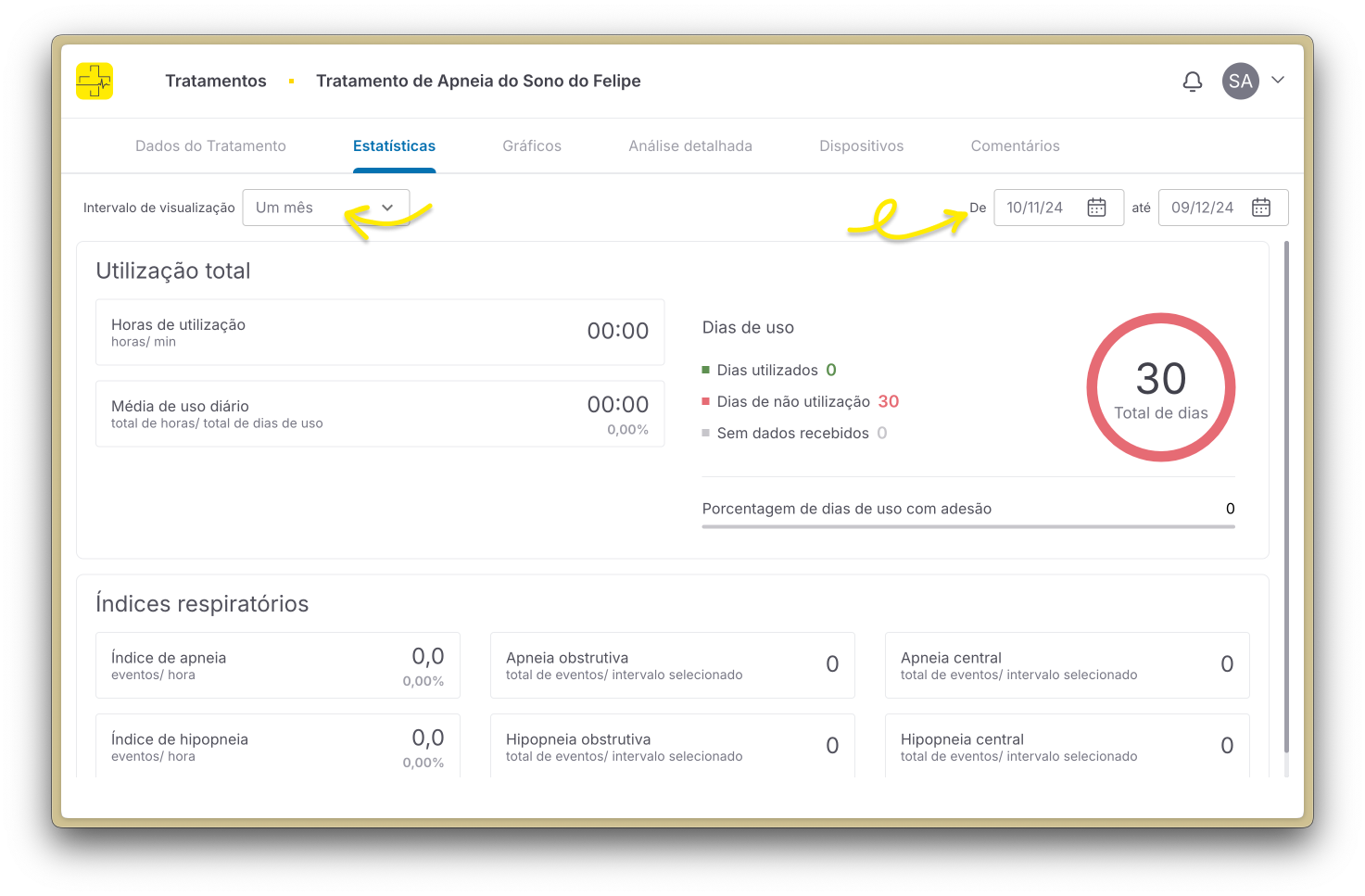 Filtros de gráficos do tratamento